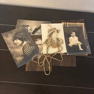 Antique Vintage Portrait Photo Lot Sepia Black White 1920s 1930s Ephemera Craft